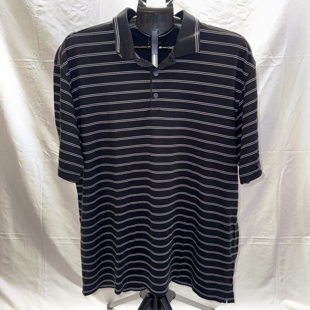 Vintage Nike Golf Men's Polo Shirt‎ Black Striped Dri-Fit Size XL